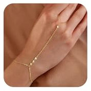 VIROMY Gold Armbänder für Damen 14K Gold Plattierte Ring Kette Diamant 4 Cubic Zirkonia Armband Trendy Simple Fashion Body Jewelry