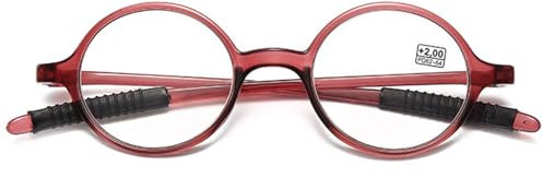 Lanomi Lesebrille Damen Herren Unisex Retro sehr Leicht Runde Sehhilfe Lesehilfe Kleine Vollrandbrille Nerd Brille Transparent Rot Lesebrillen 1.5