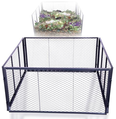Novatool Composteur de jardin en métal 100 x 100 x 50 cm, avec système d'emboîtement extensible, composteur en métal revêtu par pulvérisation d'un volume de 500 l, grille de compost en fil de fer
