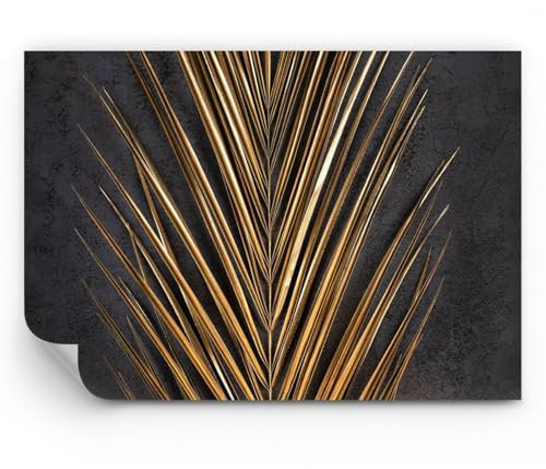 ARTTOR Fototapete Standard - Blatt golden schwarz - 100x70 cm - Fototapeten Tapeten Moderne Wand Dekoration XXL Wandtapete Motivtapeten Bildtapete Schlafzimmer Wohnzimmer - WF1AA100x70-5091