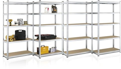 Juskys 8er-Set Lagerregal Basic 8X 180x90x40cm (HxBxT) - 7000 kg - 40 Böden - Schwerlastregal Steckregal Metall Kellerregal Regalsystem Regal