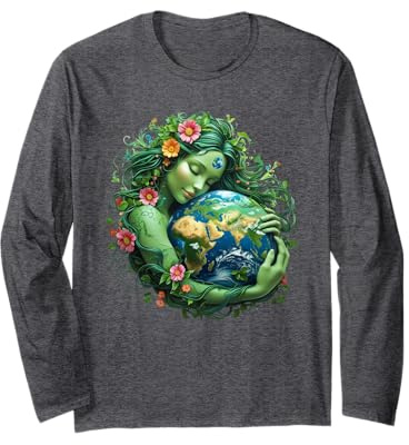 Grün Mutter Natur Erde Tag Erde Mutter Frauen Mädchen Langarmshirt
