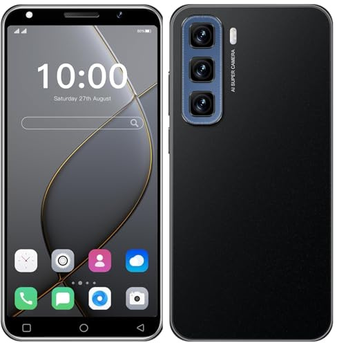 JtQtJ Cheap Mobile Phones, 5.0'' HD Display, 16GB ROM/Up to 128GB, Dual SIM, Dual Cameras, Android 9.0,Support WiFi, GPS, Bluetooth,Face ID,Big Battery Cell Phone (Black)