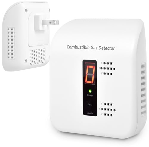 Y401 Plug-in Gas Detector, Alarm for Natural Gas, Methane, LPG & Coal Gas, Home & Kitchen Safety Device for RV & Camper, 110V-240V AC, White – 1 Pack