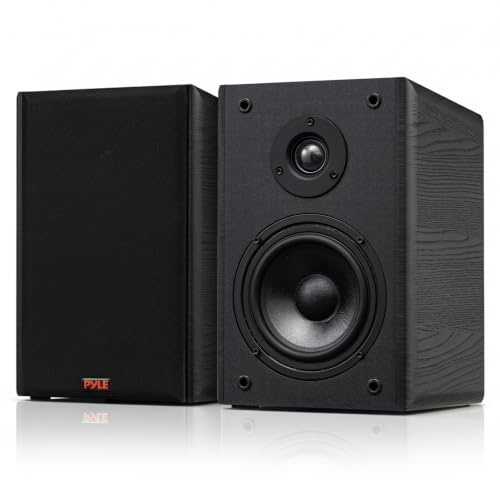 Pyle Passive Hi-Fi Bookshelf Speakers, 13 cm Stereo Speakers, 200W Max Power, Paper Cone Woofer & Soft Dome Tweeter for Turntables, DJ & Home Audio, Black