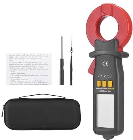 Garosa Pinza Amperimétrica Digital Probador de Fugas de Corriente CA CC 60 A Pinza Amperimétrica de Microamperios de Rango Automático con Apertura de Mandíbula de 30 Mm para Mediciones Eléctricas