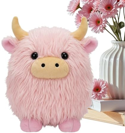 Erconsso Plüschkuh - 20 cm Weiches Kuscheltier,Langhaar Stofftier Kuh - für Erwachsene und Mädchen, für Zuhause, Kinderzimmer, Sofa, Schlafzimmer und Regale als Dekoration
