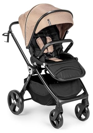 Kidnort Isbjörn Kinderbuggy ab Geburt bis 22 kg, klappbar mit Liegefunktion, umsetzbare Sitzeinheit, große EVA-Räder mit Allradfederung, verstellbare Rückenlehne Braun