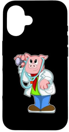 Hülle für iPhone 16 Schwein Arzt Stethoskop