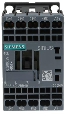 Siemens SIRIUS Hilfsschütz 24V dc-Spule, 690V ac / 10 A 24V dc 4 Schließer 4-Hilfskontakte