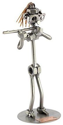 blasmusik-shop Schraubenmännchen Flötenspieler - Unikat aus Metall, Querflöte C, Schönes Geschenk für Musiker