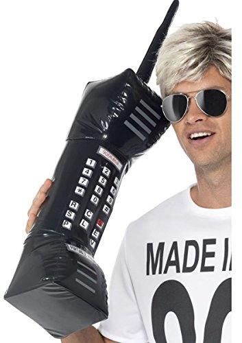 Smiffys, Unisex Aufblasbares Retro Mobiltelefon, One Size, 76 cm, Schwarz, 35263