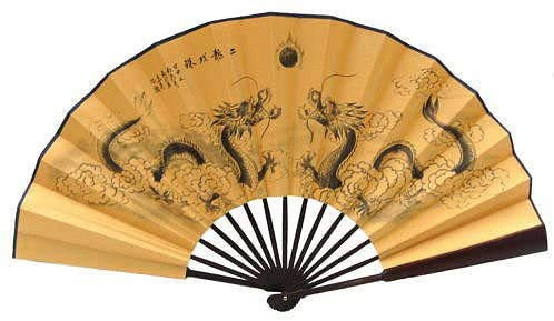 Yudu Fengshui Fächer Handfächer Fächer Asia Motive Schriftzeichen (fs 01) (Drache Gold)