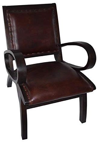 Antyki24 – Exklusiver antiker Ledersessel im klassischen Design – Handgefertigter ledersessel Echtleder mit stilvollen Armlehnen – Eleganter brauner Ledersessel für Wohnzimmer und Leseraum