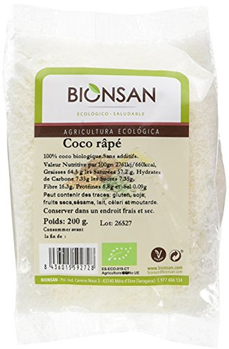 Bionsan - Noix de coco râpée biologique et naturelle | 6 Paquets de 200 gr | Total : 1200 gr 4191701