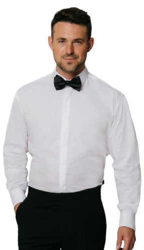Dobell Mens White Dress Shirt Regular Fit Penny Collar