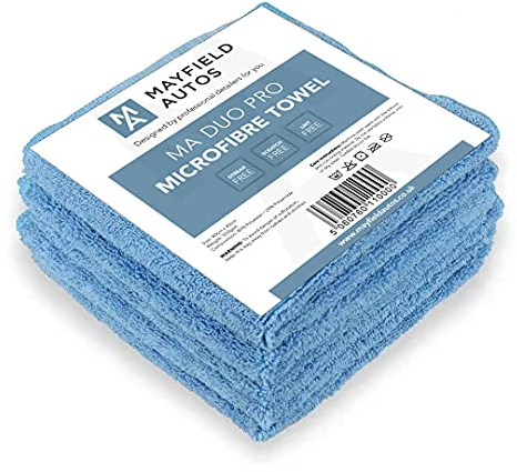 Mayfield Dual Pile Microfibre Cloths x5 – 350gsm, 40cm x 40cm, Polishing, Buffing & All Purpose