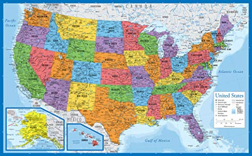 Laminierte USA-Karte – 45,7 x 73,7 cm – Karte der Vereinigten Staaten von Amerika – aktualisiert für 2020 18 x 29 laminiert