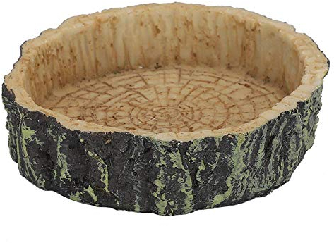 Recipiente de alimentación para Reptiles, Plato de Comida de Tortuga Redonda de Resina sintética Plato Terrario Recipiente de Agua Recipiente de alimentación para Mascotas de Reptiles Anfibios