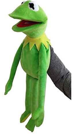 Akls Frosch-Handpuppe Aus Plüsch - Beruhigendes Spielzeug, Sesam, Kermit Der Frosch, Lernspielzeug für Kinder, 16 cm, Grün