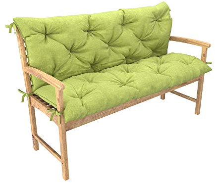 chilly pilley Cojín acolchado para banco balancín de dos piezas cojín para muebles de jardín con respaldo con cordones, amplia elección de tamaños y colores (140 x 50 x 50, verde)