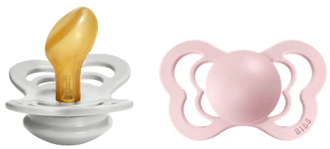 BIBS Couture Schnuller 2er-Pack, BPA-frei, Kiefergerechte Form. Naturkautschuk/Latex, Hergestellt in Dänemark. 6-18 Monate (2er Pack), Haze/Blossom