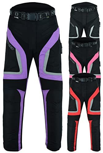 Texpeed Motorradhose Damen Textil Wasserdicht mit Protektoren [A] | Violett | EN 17092 verstärkt, EN 1621-1 [Level 1] flexible Protektoren, Herausnehmbares Winterfutter, Komfort, Größe M Reg