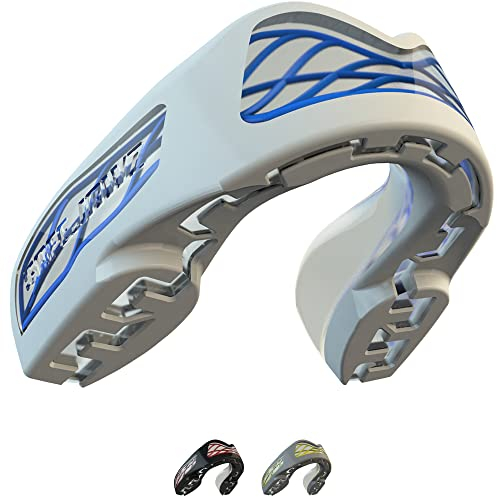 SafeJawz Nitro Erwachsene und Junior Mundschutz mit Etui für Boxen, Basketball, Lacrosse, Fußball, MMA, Kampfsport, Hockey und alle Kontaktsportarten (Weiß)
