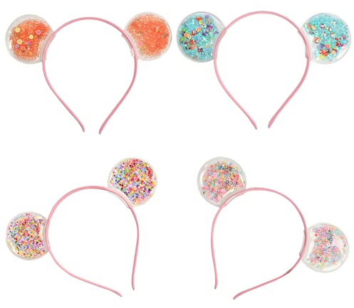 EKKONG Haarreif Party, Haarreif Mädchen, Haarreifen Ohren, Stirnbänder Glänzende 4 Stück, 4 Farben, Perfekt für Kindergeburtstag, Halloween, Cosplay Kostüme