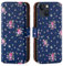 32nd Floral Series 2.0 - Design PU Leather Book Wallet Case Cover for Apple iPhone 13 (6.1), Designer Flower Pattern Wallet Style Flip Case With Card Slots - Vintage Rose Indigo