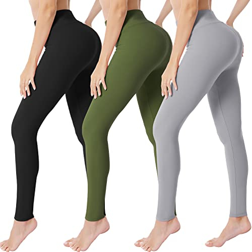VALANDY Creamlush 3 Pack Leggings for Women High Waisted Tummy Control Leggings Buttery Soft Yoga Pants(S-3XL)