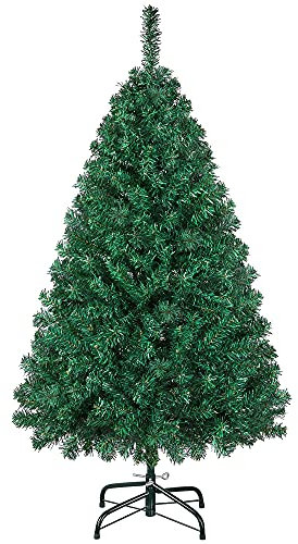 Yaheetech 4ft Artificial Christmas Tree Hinged Spruce Xmas Decorative Tree Holiday Decorations with Foldable Stand Green