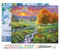 Figured'Art Malen Nach Zahlen Erwachsene Mit Rahmen Landschaftlicher Sonnenuntergang und Pferde - Paint by Numbers Basteln DIY Bastelset 40x50cm Leinwand gespannt auf Holzrahmen