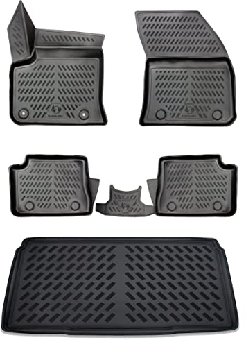ELMASLINE 3D Gummimatten + Kofferraumwanne Set für OPEL Corsa-E (Elektro) ab 2019 | Hoher Rand | Design Fußmatten