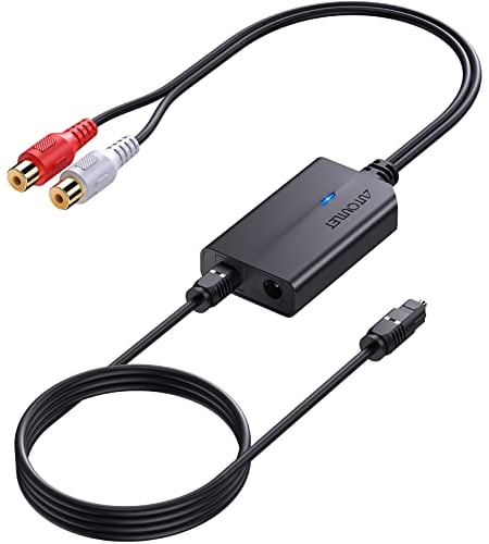 DA Wandler, AUTOUTLET 192kHz DAC Konverter Digital zu Analog Audio Wandler SPDIF Toslink zu Analog RCA Audio, Digital zu Analog Konverter mit 1M Optischem Kabel für HDTV DVD Blu-ray Sky Spielekonsole