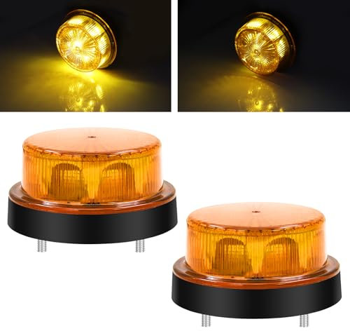 Gyrophare LED Orange Stroboscopique Signalement d'avertissement Lumières Flash Strobe Beacons Pour Camion Remorque Voiture Van, 2PCS