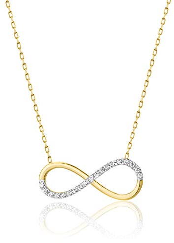 PRINS JEWELS 9 Karat 375 Gold Halskette Mit Zirkonia Unendlichkeit Anhänger