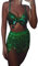 Damen Rave Rock Fransen Rock Pailletten Quaste Rock Bauchtanz Kostüm Bauchtanz Mini Rock Hüftschal Rave Outfit für Frauen und Mädchen (Grün, One Size)
