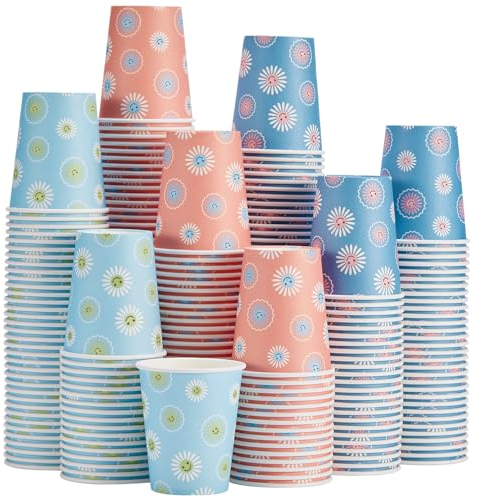SIUQ 300 Pack 8 OZ Paper Cups , Disposable Coffee Cups without BPA , Hot/Cold Beverage Drinking Cups for Water Juice , Perfect for Office Party Home(Daisy)