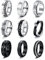 CASSIECA 9 Stück Ringe für Herren Fidget Spinner Anti Angst Ringe Band Ketten Ringe Silber Schwarze Ehering Verlobungsringe Zappel Ring Geburtstag Geschenke für Herren Größe 57