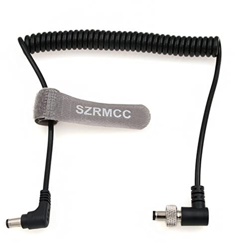 SZRMCC Right Angle Locking DC 5.5 x 2.5mm to DC 2.5mm Male Coiled Video Power Cable for Atomos Ninja V Sony Pix-E7 E5 Monitor Hollyland Mars 400s