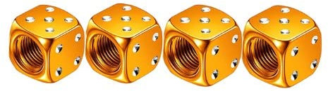 Gold Aluminium Würfel Neuheit Auto Fahrrad LKW Motorrad Rad Luft Ventil Staubschutz Abdeckung 4 Stück