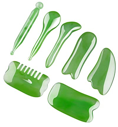 Gesichtshaut Stick Eye Meridian Scraping Board Resin Pulling Set,E