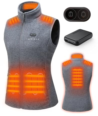 HEWINZE Gilet riscaldato in pile da donna - Gilet caldo con batteria da 7,4 V, gilet riscaldato per la caccia.