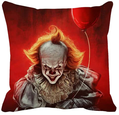 The Beach Stop Federa per cuscino con film horror Pennywise spaventoso pagliaccio | Idea regalo unica per la casa | 45 x 45 cm 45 x 45 cm | Pennywise rosso