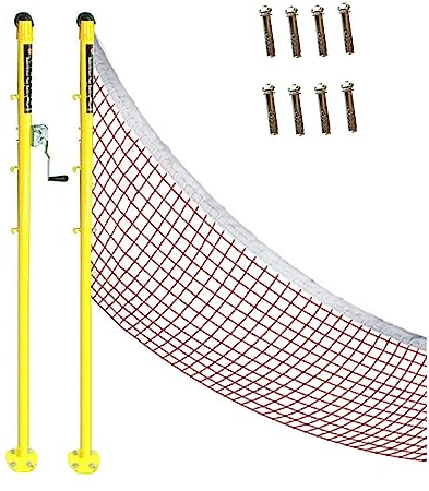 Tennisnetz Badminton Netz Volleyballnetz Badmintonnetz Tragbar Mit 2 Stangen, Kinder Erwachsene Tennisnetze Draußen Für Einfahrt, Hinterhof & Spielplatz, Bodenmontage Mit Schrauben Kits