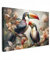 MuchoWow© Bilder 90x60 cm Wohnzimmer Deko Modern Wandbild Foto auf Leinwand Bild Schlafzimmer Room Decor Geschenke Tukan - Vögel - Blumen - Dschungel