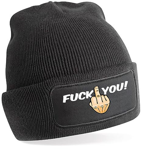 TeeDesign Lustige Mütze mit Schriftzug Fuck You. Gadget Bekleidung für Herren Damen Jungen und Mädchen – Hut Fuck You, Schwarz , One size