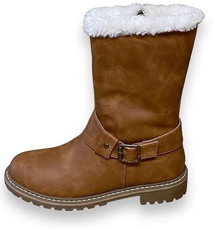 Pogolino Damen Stiefel warm gefüttert Stiefeletten Boots Winter Herbst ST8 Camel 41