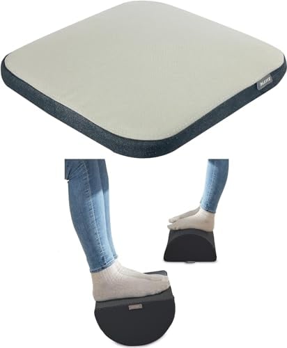 Leitz Ergo Set Active Balance-Sitzkissen, Kissen für Bürostühle, Stoffbezug + Leitz Schreibtisch-Fußstütze, ideal im Home Office, Schaumstoff mit Stoffbezug, IGR-zertifiziert, 65400085 + 53710089